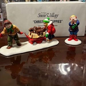 Snow Village “Christmas Puppies”